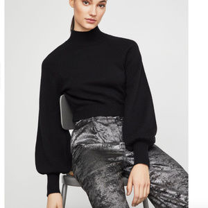 BCBGMAXAZRIA Turtleneck Cropped Black  Sweater